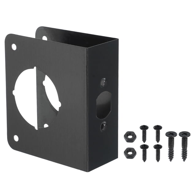 Placa de refuerzo para puerta Uxcell para reparación y refuerzo de puertas, 1 juego para puerta de 1-3/4" de grosor, tamaño de 4-1/2", color negro