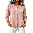thumbnail image 5 of WCJM Womens Long Sleeve Button Down Crewneck Sweater Cardigan Casual Winter Outerwear Knit Top (Pink,M), 5 of 5