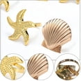thumbnail image 4 of 6Pcs 2Styles Alloy Napkin Rings Coastal Theme Shell Starfish Serviette Buckles for Kitchen Countertop Dining Table Picnic Indoor Outdoor Use Sea Shells Metal Napkin Rings Golden, 4 of 7