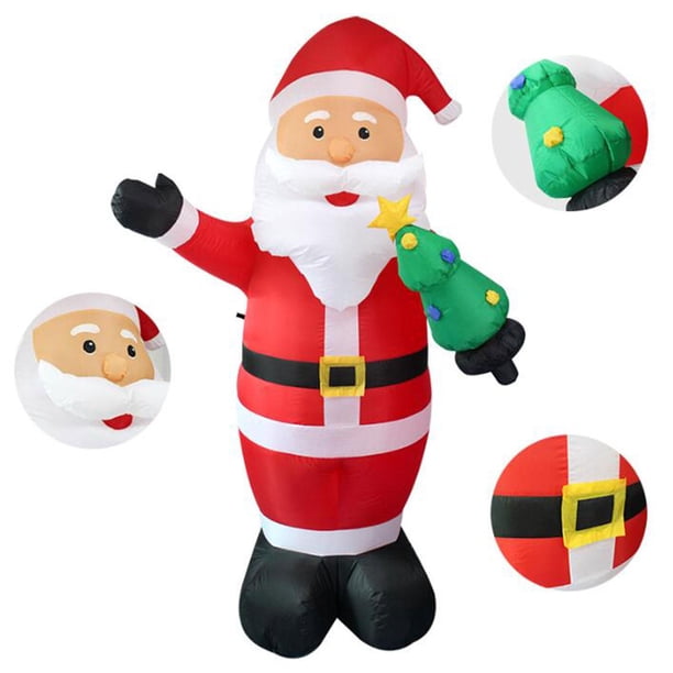 Papá Noel inflable iluminado, Papá Noel inflable navideño, decoración del hogar, Papá Noel inflable iluminado para patio, césped, jardín, adaptador de Macarena Inflable al aire libre