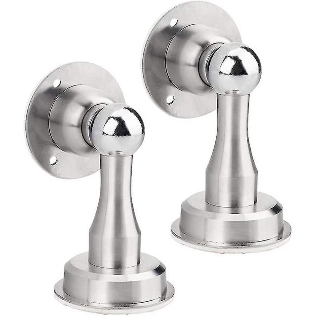 Tope de puerta, Tope de puerta magnético, acero inoxidable, tornillos de tope de puerta sin taladro para un montaje más fuerte, mantiene la puerta abierta, plateado
