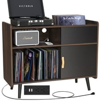 GDLF Record Player Stand, Turntable Stand with Vinyl Record Storage Holds Up to 350 Albums