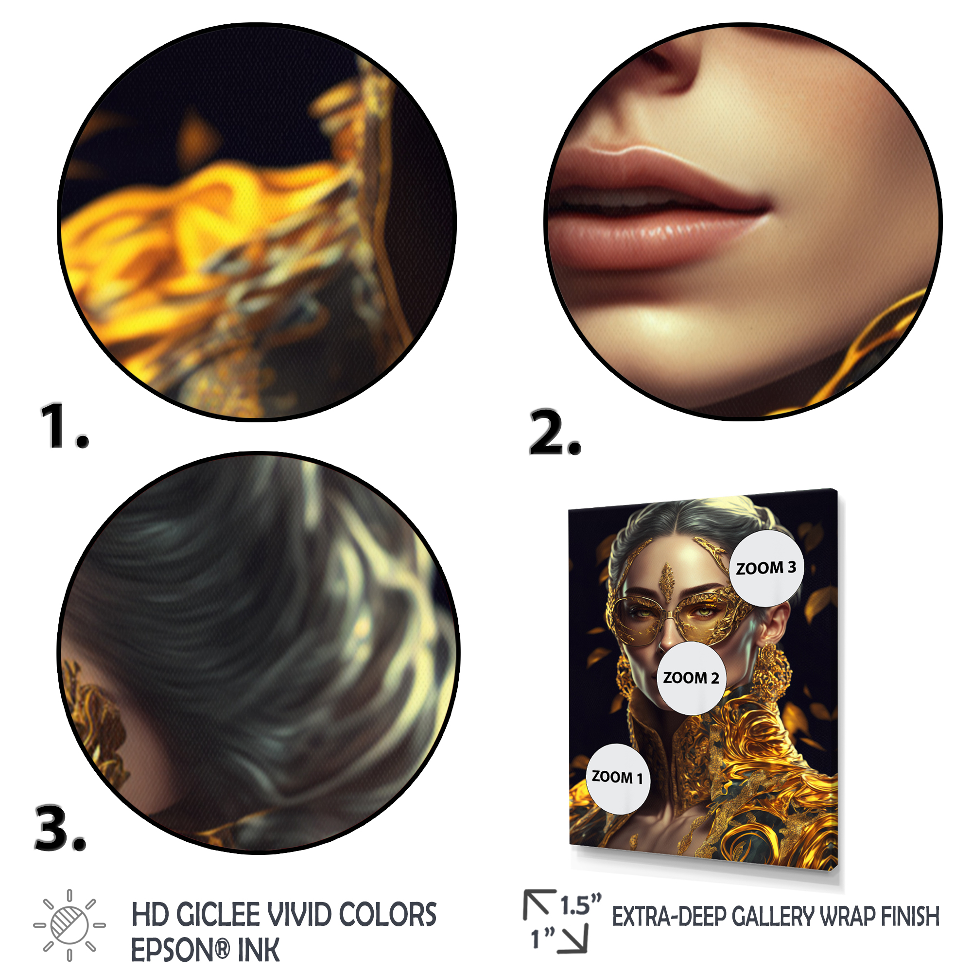 Designart Black And Gold Fashion Woman Canvas Wall Art