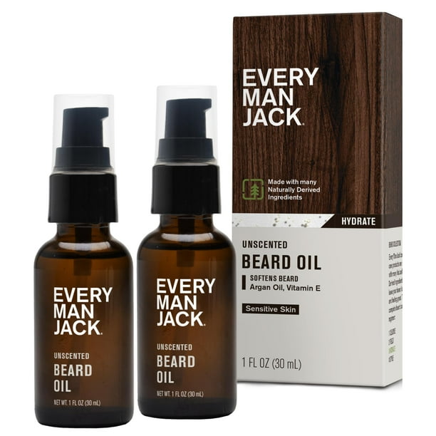 Aceite para barba Every Man Jack sin perfume, 30 ml (paquete de 2) para hombre