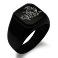 thumbnail image 1 of Stainless Steel Greek Mythology Chimera Engraved Square Flat Top Biker Style Polished Signet Ring, 1 of 1