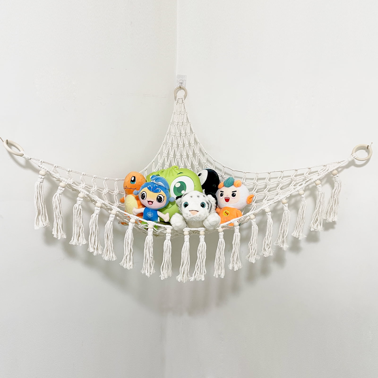 36 x 36 x 45 Inches Large Macrame Stuffed Animals Storage Hammock Hand