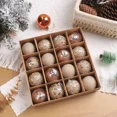 thumbnail image 3 of 16 piezas/caja de 6 cm, adornos de bolas de Navidad, color champán, dorado, rojo, con purpurina, bolas de espuma, manualidades para colgar en el árbol de Navidad, regalo de Navidad, 3 of 5