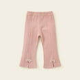 thumbnail image 2 of Diufon Cotton Sweatpants for Girls Solid Color Flare Pants Elastic Waist Hem Split Lounge Pants, 2 of 2