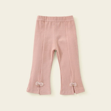 BLTIBY 2024 Baby-Girls Pants Toddler Baby Girls Solid Color Long Flare Pants Leggings Baby Pants Toddler Girl Bottoms Baby Comfortable Pants Newborn Girl Pants Pink 2Y