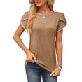 thumbnail image 2 of Bellella T-Shirt Femme Col Rond Été Manches Courtes Chandail Décontracté Tunique Ronde Blouse Femme Tee Kaki m, 2 of 5