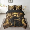thumbnail image 2 of Manfei Gold Lion Bedding Sets King Size, Retro Western Knight Bed in a Bag King size, Anime Cartoon Reversible Comforter Sets with Sheets, Microfiber Bedroom Decor, 7pcs, 2 of 6