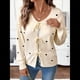 thumbnail image 4 of Suéter Tipo Cárdigan con Lazo en la Parte Delantera y Estampado de Corazones para Mujer, Prenda Exterior de Punto de Larga. Albaricoque L, 4 of 10