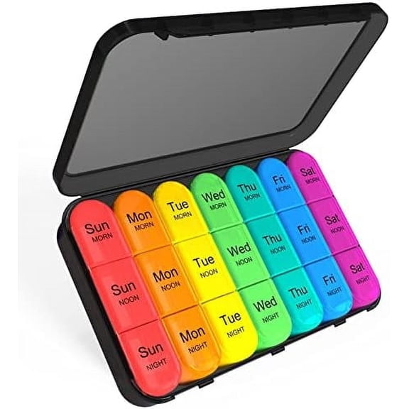 Pill Organizer 3 Times a Day - Weekly Pill Organizer 3 Times a Day - Large Pill Box 7 Day Medicine Organizer Pill Case, Pill Box Organizer