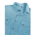 thumbnail image 4 of Mens Linen Shirt Casual Short Sleeve Button Down Shirts Summer Beach Vacation Tops Cyan S, 4 of 6