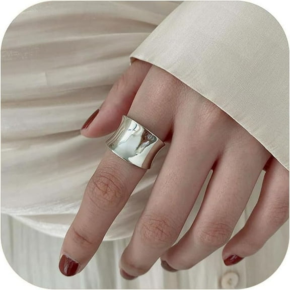 Chunky Wide Band Rings for Women Men 14K Gold Plated Thick Statement Ring High Polished Large Adjustable Ring Thumb Index Full Finger Rinds Jewelry Gifts