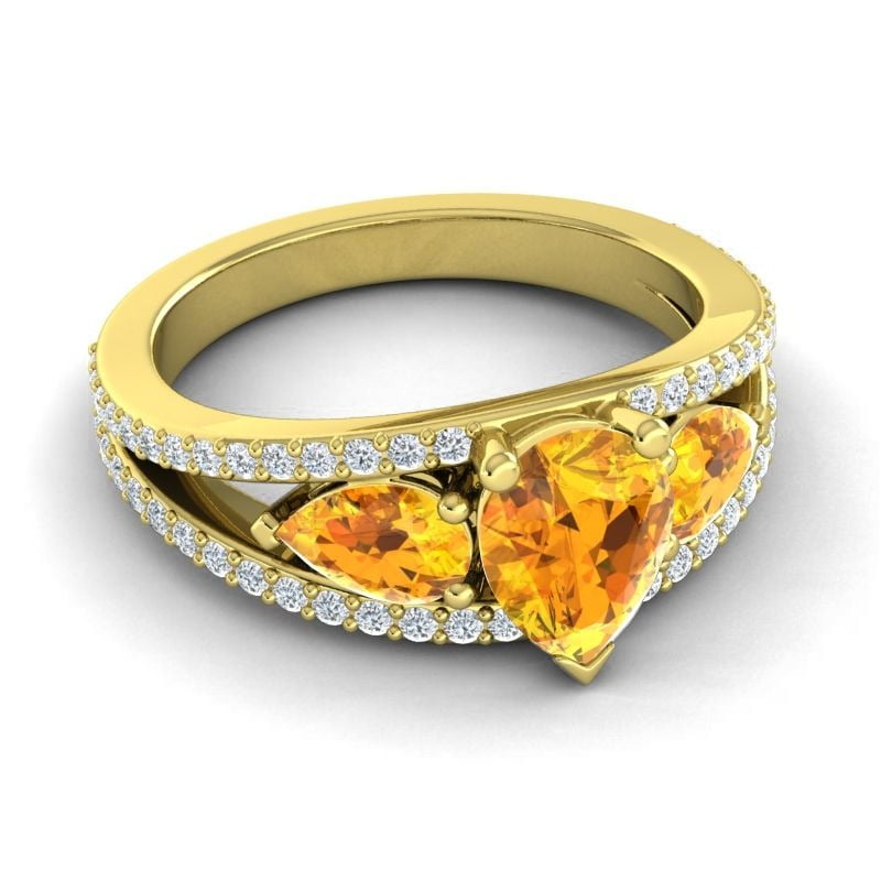 BAGUE DE FIANÇAILLES en moissanite pour femme en or jaune 14 carats, coupe... EUR 503,81