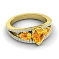 thumbnail image 3 of 2.00 Ct Pear Shape Citrine Gemstone & Natural Diamond Sparkle Wedding Ring for her Solid 14K Yellow Gold Size 6.5 by Diamond-Capitals, 3 of 8