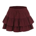 thumbnail image 3 of MIXUE Skirts For Women Summer Solid Color Lace Up Elastic High Waist Layered Pleated Ruffle Mini Tennis Skirt Sportwear,Red,L, 3 of 4