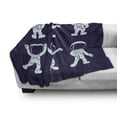 thumbnail image 3 of Science Party Soft Flannel Fleece Blanket, Continuous Pattern Astronauts Sketch Dancing and Posing on Space, Cozy Plush for Indoor and Outdoor Use, 60" x 80", Indigo Blue and White, by Ambesonne, 3 of 6