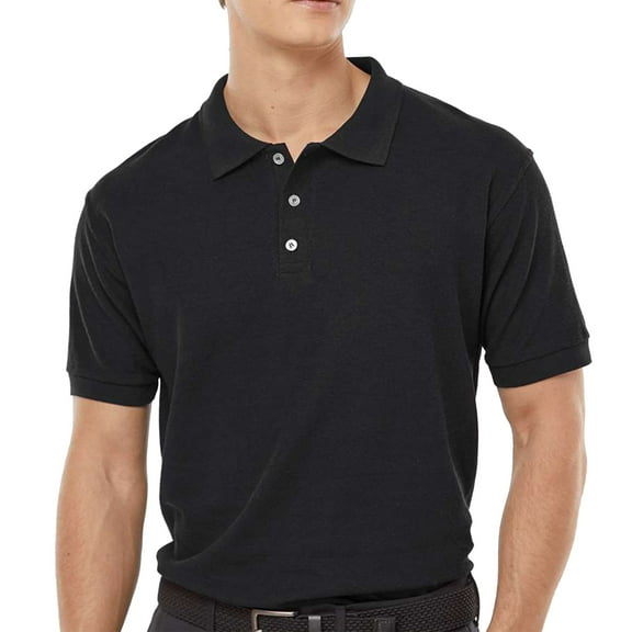 Tultex Men's Short Sleeve Polo T-Shirt, Adult 50/50 Sport Pique Polo | Black, Sizes S-2XL