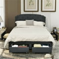 thumbnail image 2 of Gymax Queen Platform Bed Frame with 4 Storage Drawers Adjustable Headboard Grey, 2 of 9