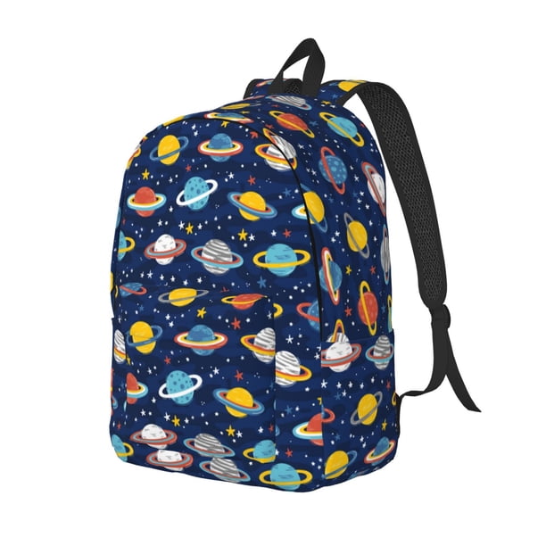 Easygdp Planets And Stars Mochila de Lona Resistente para Laptop, Compatible con Laptops de 15 a 17 pulgadas, Ideal para Escuela, Trabajo y Viajes-Small