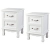 Goplus 2 PCS Nightstand End Side Table Storage Display Room Furniture Decor w/ 2 Drawers White