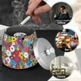 thumbnail image 4 of Yayeee Ashtray with Lid for Cigarette Smokeless Stainless Steel Home Ash Holder, Whimsical Floral, 4 of 7