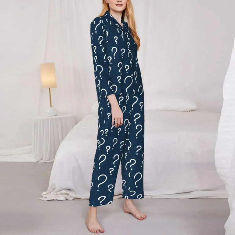 Kdxio Question Marks Women s Pajama Sets Long Sleeve Button Down Sleepwear Nightwear Soft Pjs Lounge Sets XX Large Walmart