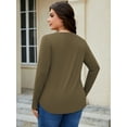 thumbnail image 6 of FlorCurve Plus Size Henley Shirts for Women Long Sleeve V Neck Tunic Tops Flared Casual Button Up Blouse, Army Green 3XL, 6 of 7