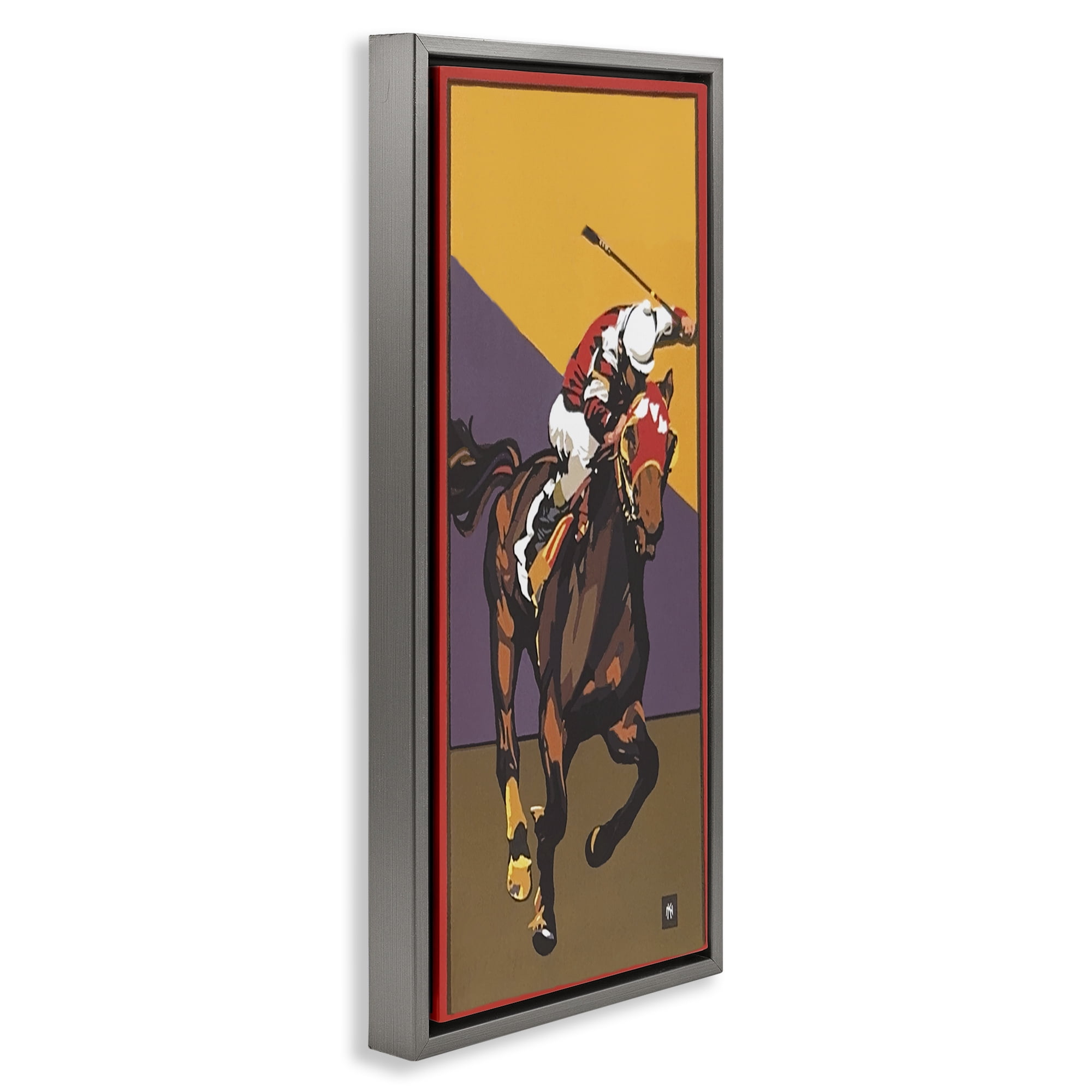 Stupell Industries The Race Final Stretch Gray Framed Floater Canvas Wall Art, design by Jadei Graphics