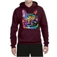 thumbnail image 3 of Cute Cat | Dean Russo Art Animal Lover Unisex Hoodie Sweatshirt, Maroon, Medium, 3 of 6