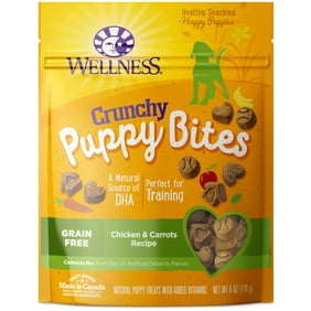 Wellness Puppy Bites Natural Grain Free Crunchy Puppy Treats, Chicken & Carrots Recipe, 6-Ounce Bag