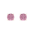 thumbnail image 3 of 14K Solid Gold Push Back Stud Earrings for Women | 1.5 cttw Round Cut Simulated Pink Diamond | Rose Gold, 3 of 5