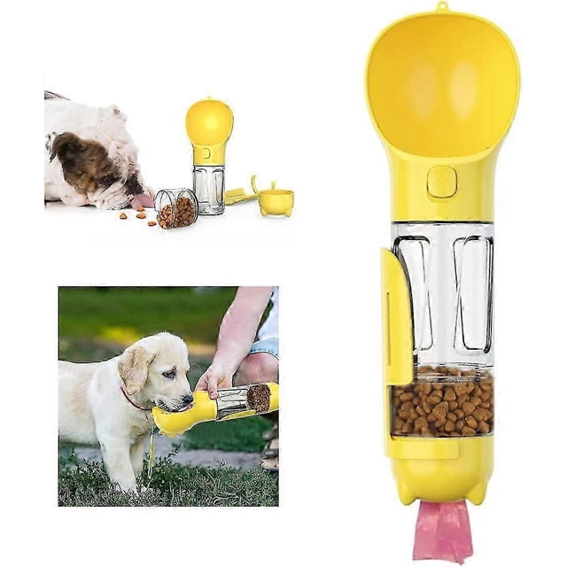 Botella de agua para perros para paseos al aire libre, senderismo, viajes, dispensador de agua portátil para mascotas a prueba de fugas 4 en 1, diseño desmontable, combinación para beber agua.