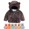 thumbnail image 1 of Toddler Girl Boy Fleece Hooded Jacket Kid Coat Thick Warm Cardigan Snowsuit Tops Outwear 1-6Y, 1 of 8