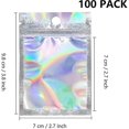 thumbnail image 2 of 100 Pcs Holographic Packaging Bags Small Mylar Bags Bags Zip Lock Smell, 2 of 5
