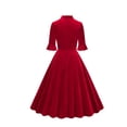 thumbnail image 6 of cfhntfmh Cocktail Dresses for Women Vintage Ruffle 3/4 Sleeve Midi Dress Elegant Front Knot Wedding Guest Party Prom Gown, 6 of 7