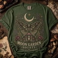 thumbnail image 4 of Moon Garden Society Gothic Moth Shirt, Vintage Luna Moth Floral Tee, Celestial Cottagecore Botanical T-Shirt, Dark Academia Gift, 4 of 7
