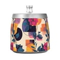 thumbnail image 7 of Yayeee Ashtray with Lid for Cigarette Smokeless Stainless Steel Home Ash Holder, Flowers Pattern Style, 7 of 7