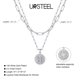 thumbnail image 5 of Collar Ursteel Silver Paperclip con inicial de moneda en capas, 5 of 7