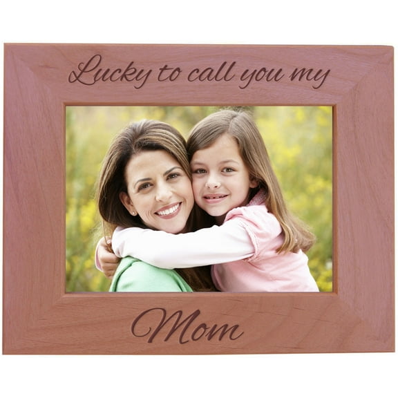 CustomGiftsNow Lucky To Call You My Mom - Wood Picture Frame - Fits 5x7 Inch Picture (Horizontal)
