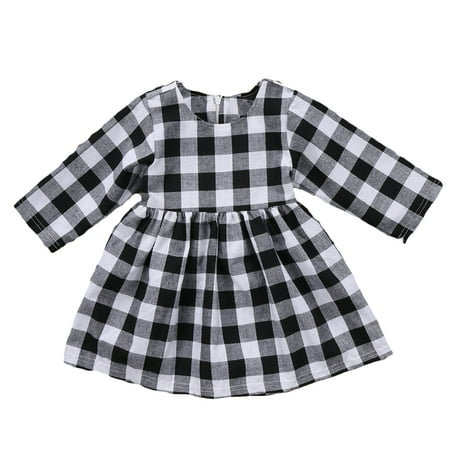 Little Kids Baby Girl Dresses White and Black Plaid Tutu Skirt Party Princess Formal Outfit Clothes
