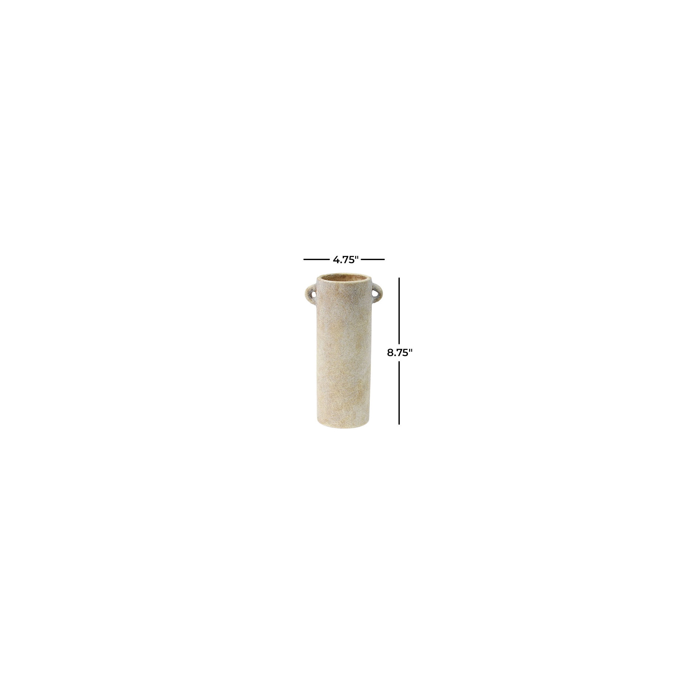 DecMode 9" Antique Style Washed Cream Ceramic Vase with Handles