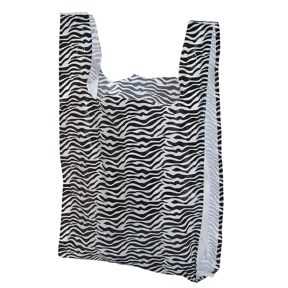 Medium Zebra Print Plastic TShirt Bags Case of 500