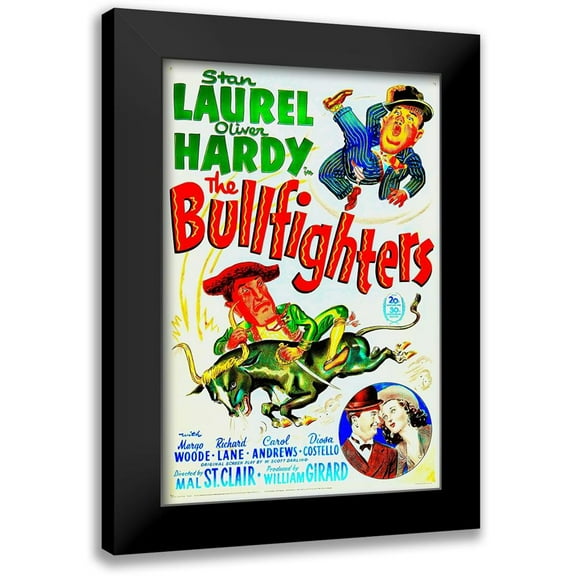 Hollywood Photo Archive 11x14 Black Modern Framed Museum Art Print Titled - Laurel and Hardy - The Bullfighters, 1945