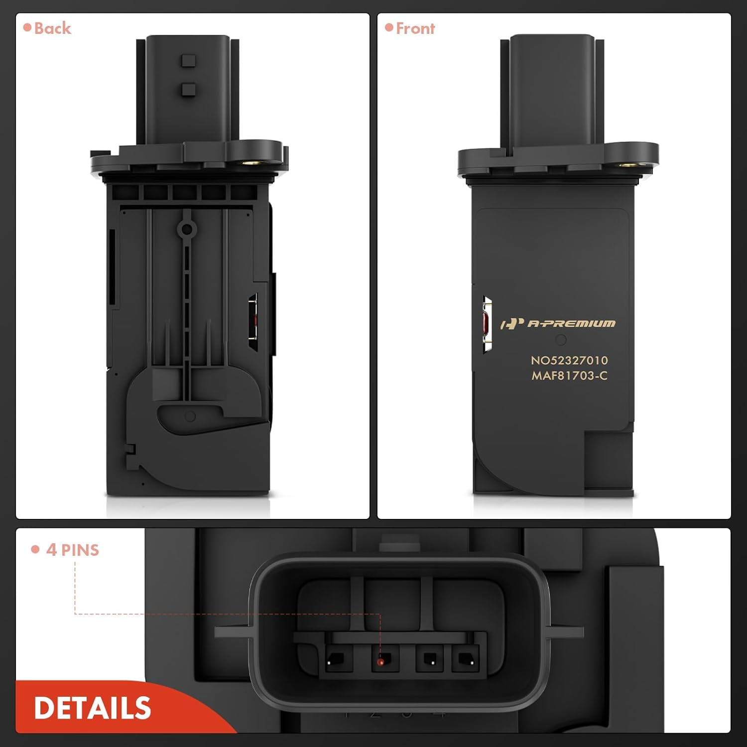 A-Premium Mass Air Flow Sensor Meter MAF Compatible with Nissan & Infiniti Cars - 16-20 - Altima, Maxima, Murano, Pathfinder, Sentra, Rogue Sport, Kicks, Versa Note, Juke, QX60, Replace# 226805RB0A