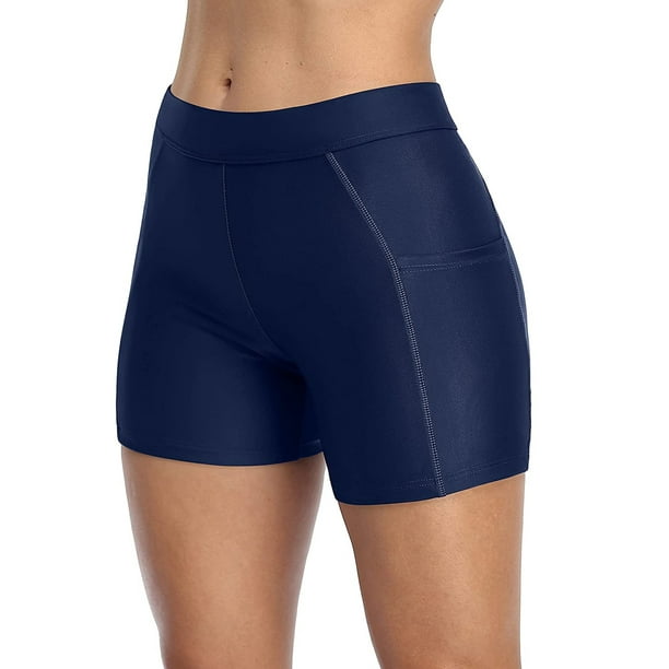 Charmo Women Swim Shorts with Pockets Solid Swim Board Shorts Walmart.ca