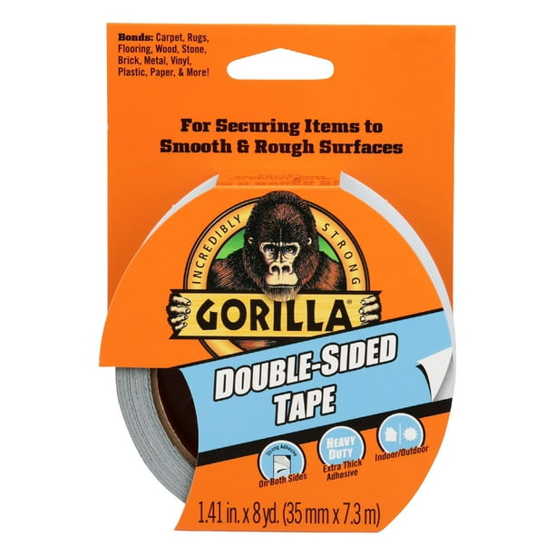Cinta adhesiva GORILLA de doble cara 3,5 cm x 7,3 m gris