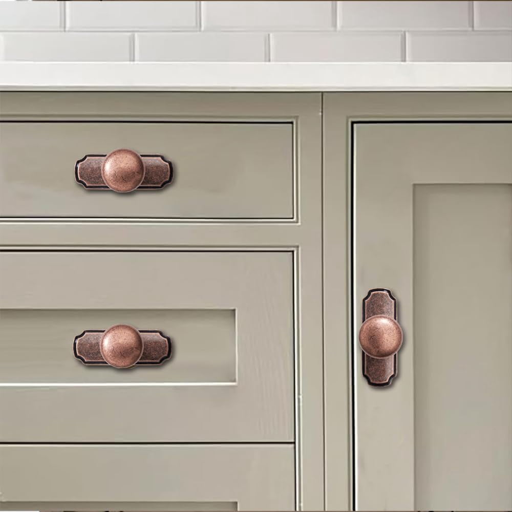 10 Pack 1-1/4 inch Backplate for Cabinet Knobs Champagne Bronze Drawer Knobs Satin Brass Cabinet Hardware Vintage Knobs with Backplate